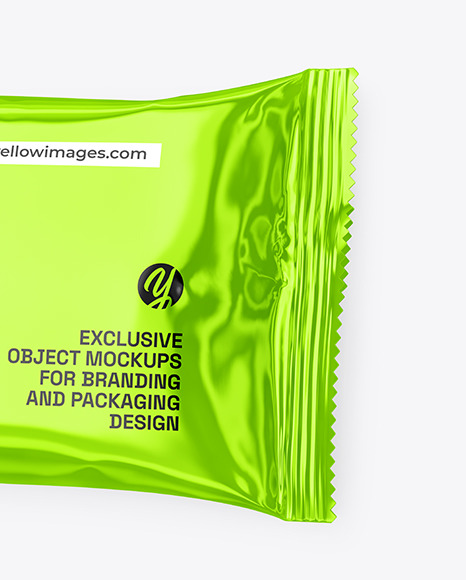 Glossy Metallic Snack Package Mockup