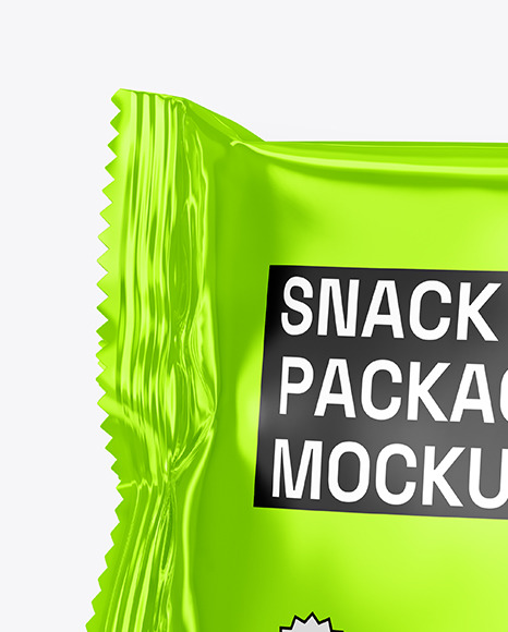 Glossy Metallic Snack Package Mockup