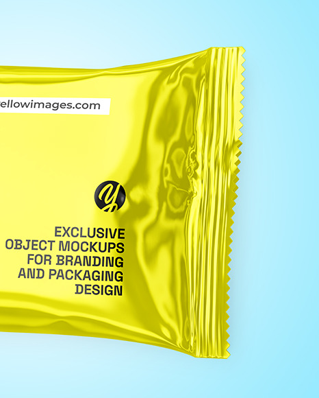 Glossy Metallic Snack Package Mockup