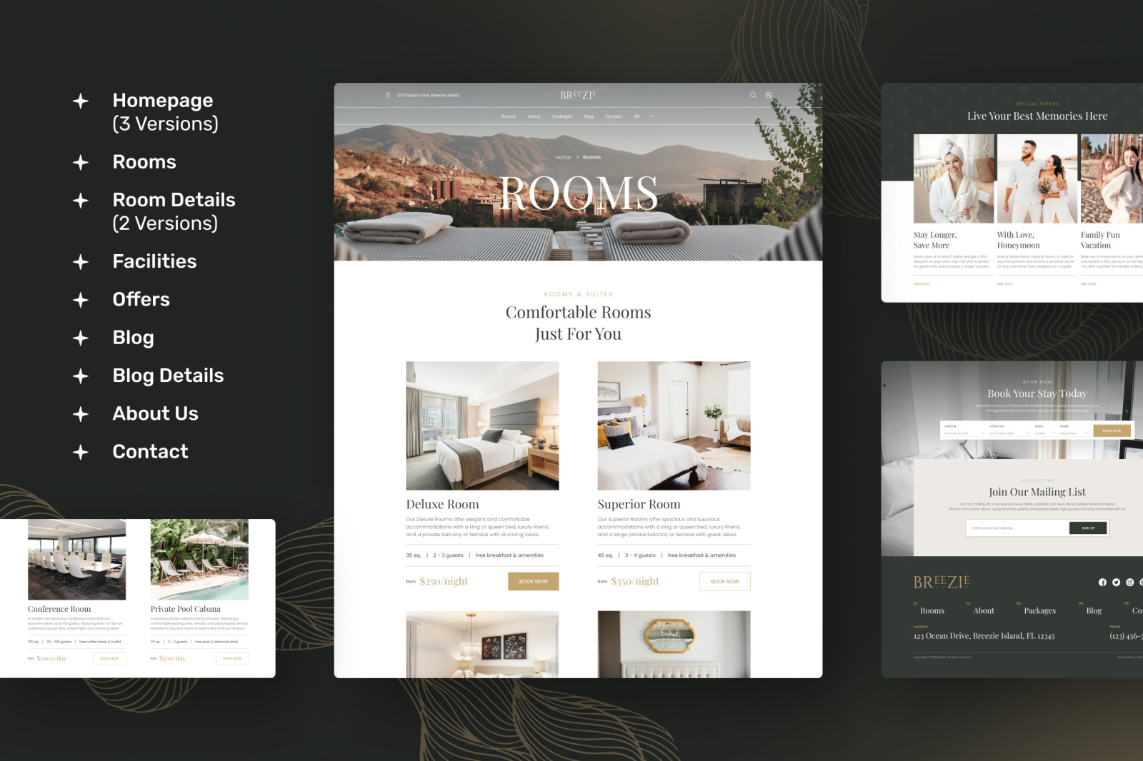 Breezie – Clean &amp; Classy Hotel &amp; Resort Website