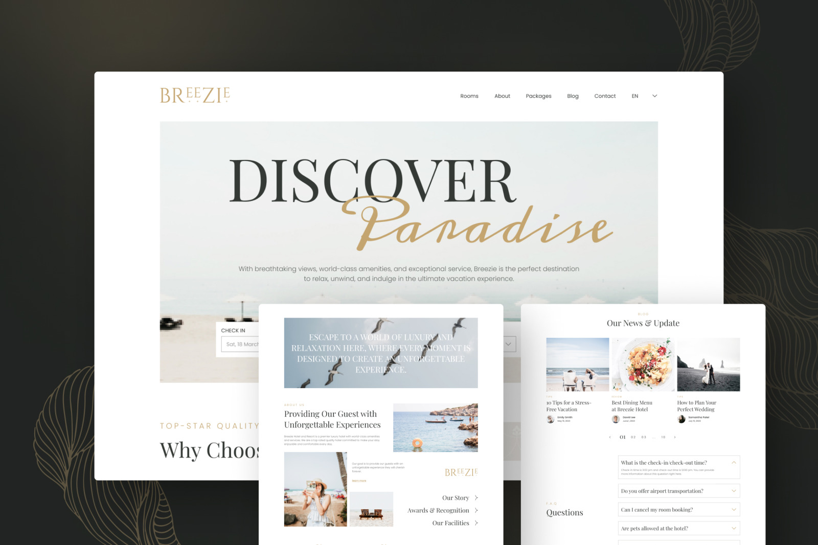 Breezie – Clean &amp; Classy Hotel &amp; Resort Website