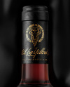 Clear Glass Red Wine Bottle Lying on a Silk Cloth Mockup