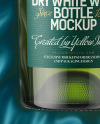 Green Glass White Wine Bottle Lying on a Silk Cloth Mockup