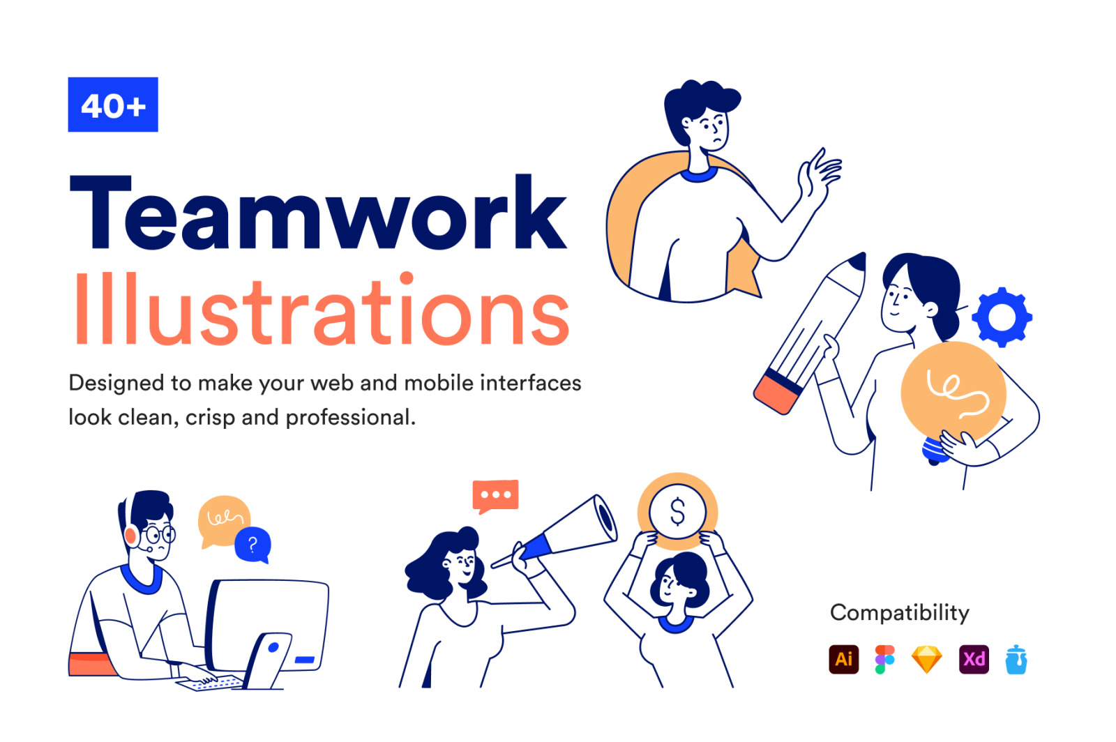 Flat Teamwork Illustrations Flat Teamwork Illustrations