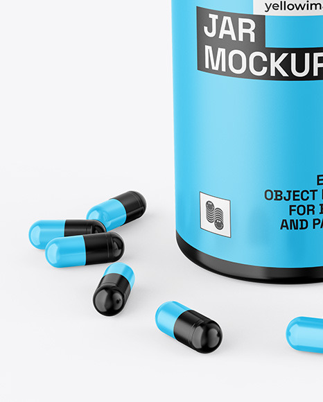 Glossy Bottle W/ Pills Mockup