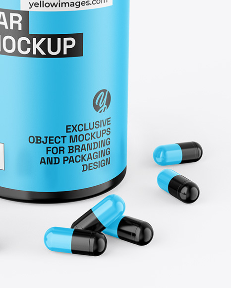 Glossy Bottle W/ Pills Mockup