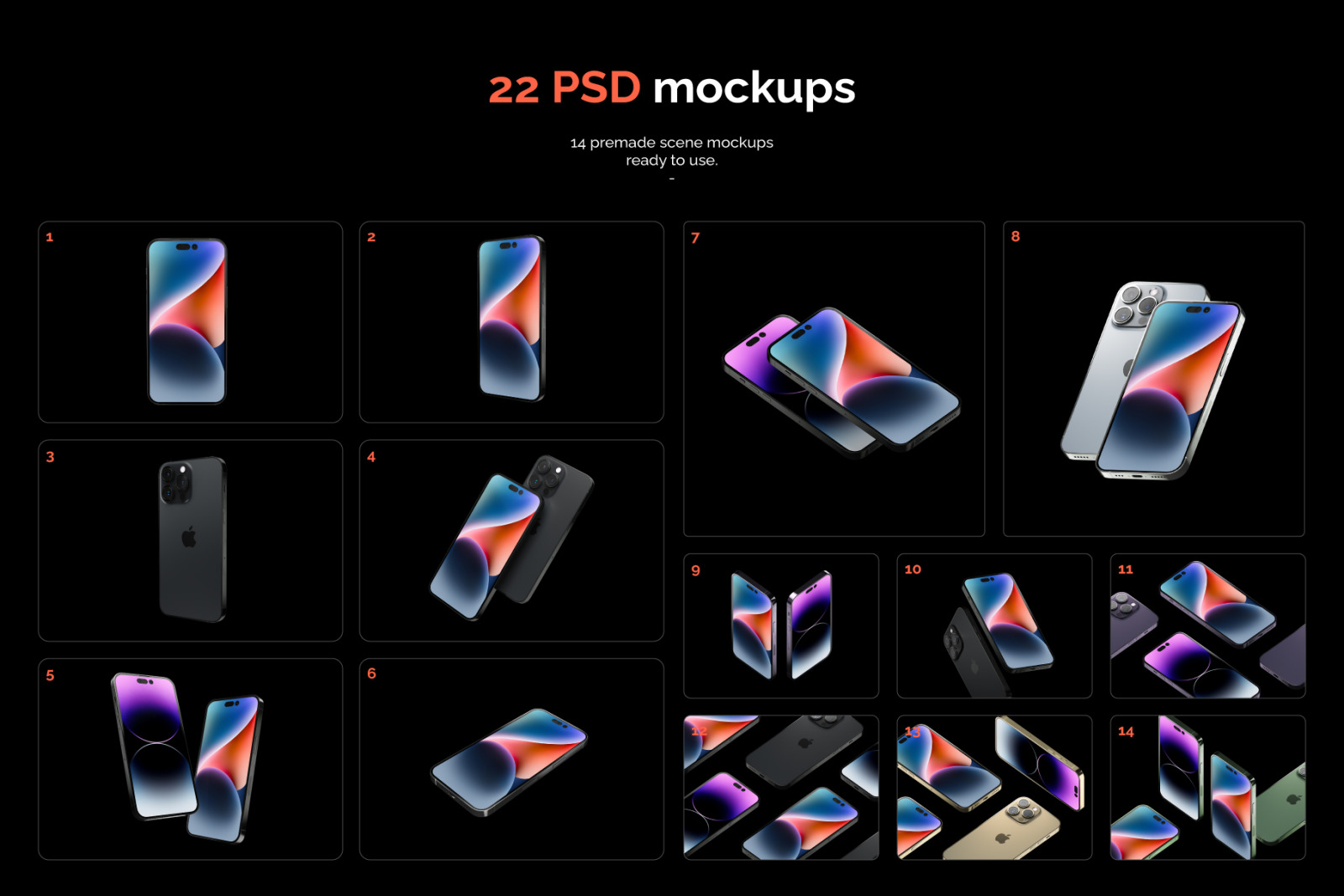 Iphone 14 Pro Mockups + Scene Creator Iphone 14 Pro Mockups + Scene Creator