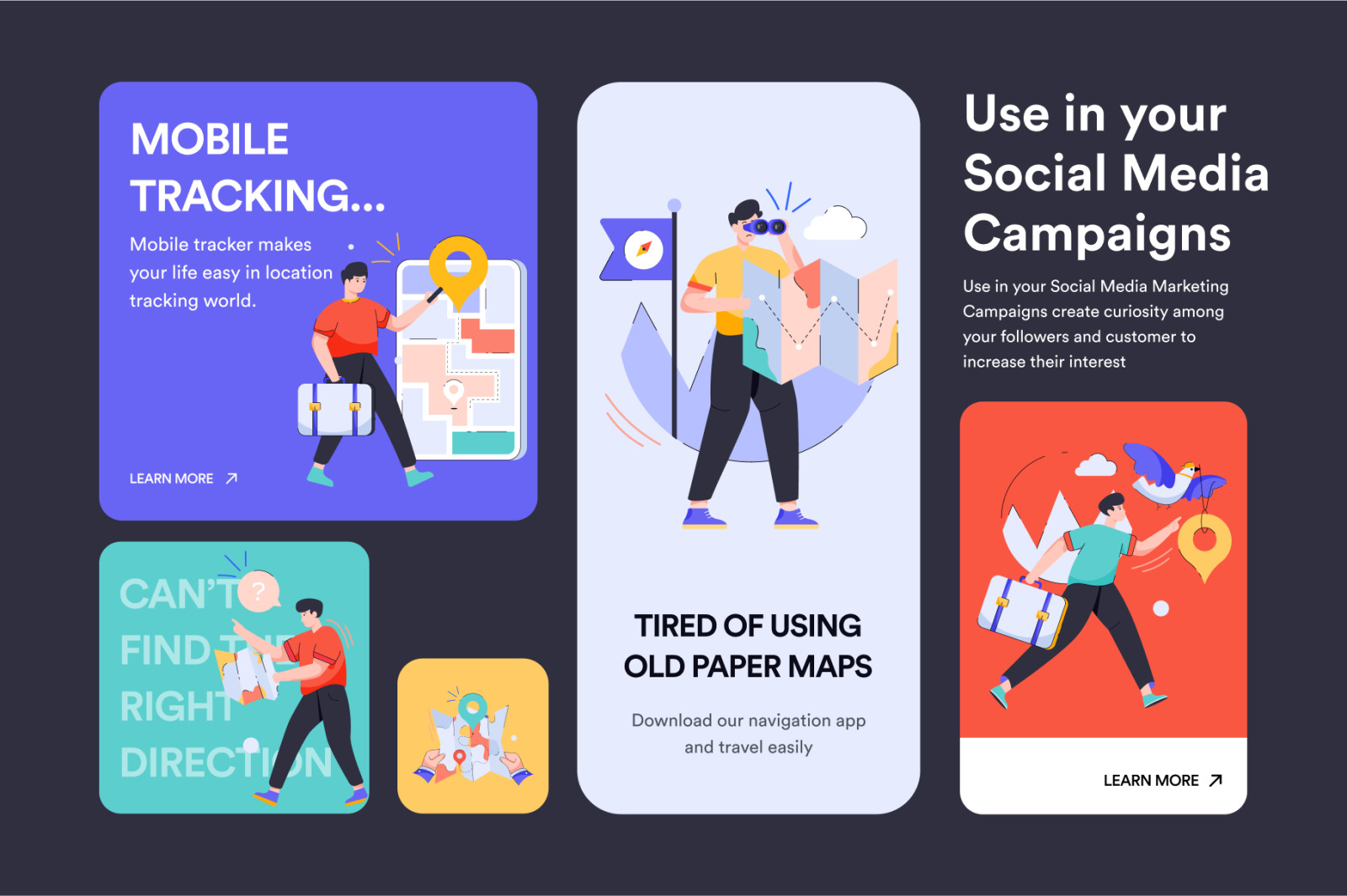 30 Map and Navigation Illustrations 30 Map and Navigation Illustrations