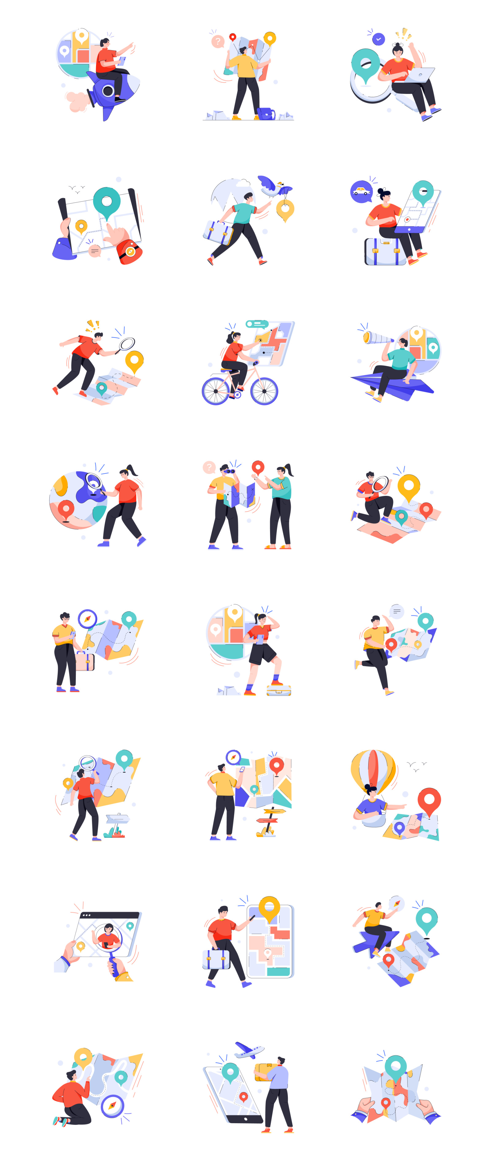 30 Map and Navigation Illustrations 30 Map and Navigation Illustrations