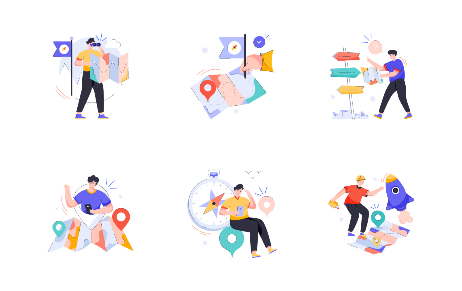 30 Map and Navigation Illustrations 30 Map and Navigation Illustrations