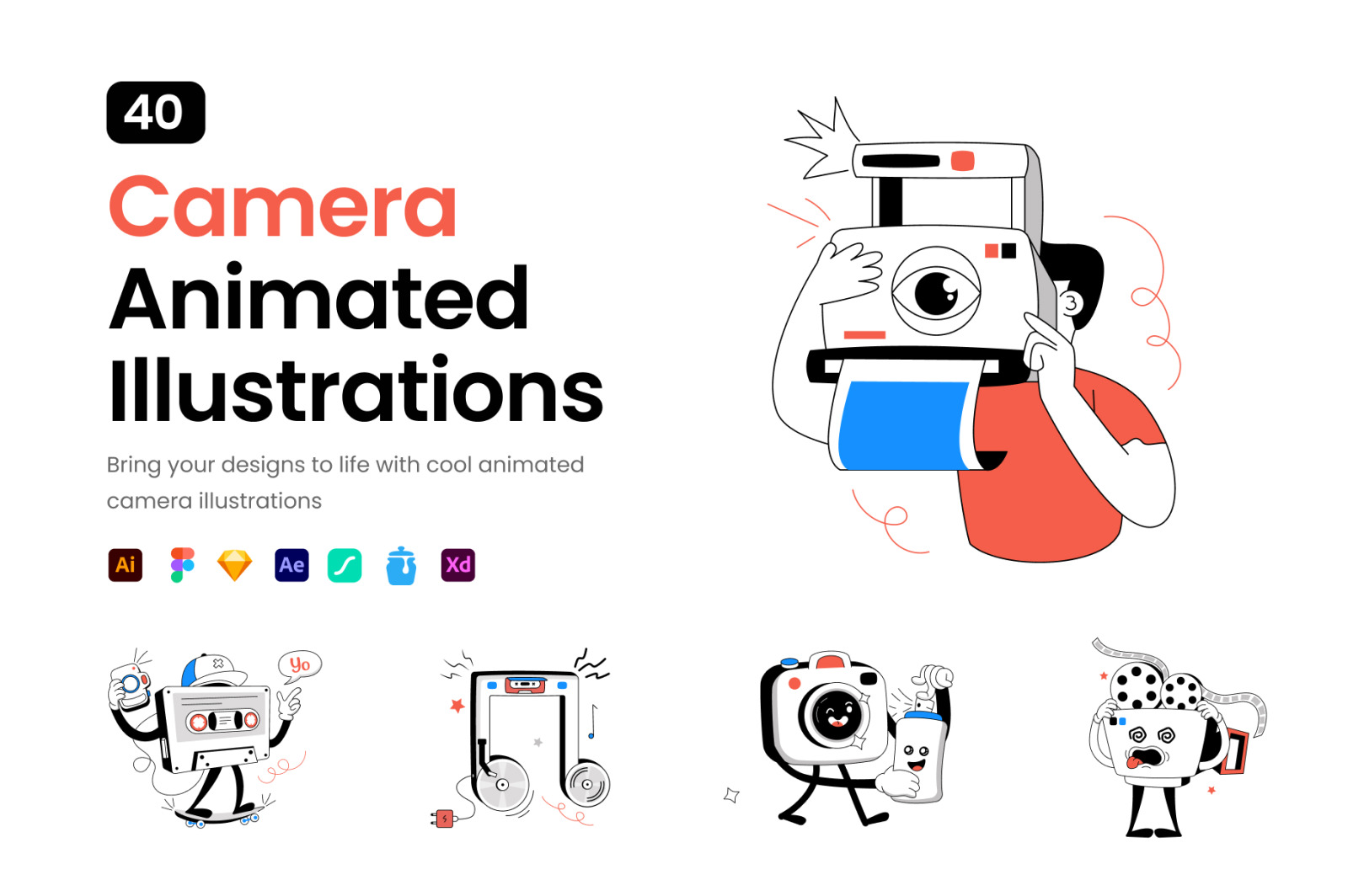 40 Camera Illustrations and Animations