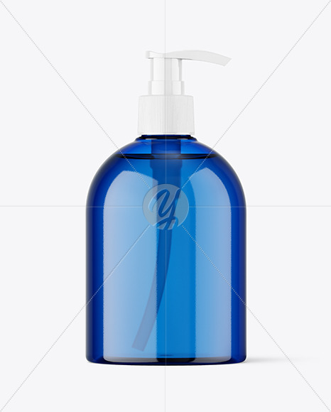 Blue Plastic Bottle w/ Pump Mockup Blue Plastic Bottle w/ Pump Mockup