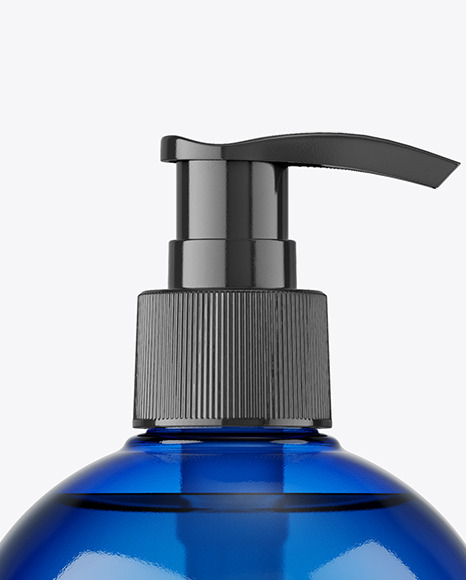 Blue Plastic Bottle w/ Pump Mockup Blue Plastic Bottle w/ Pump Mockup