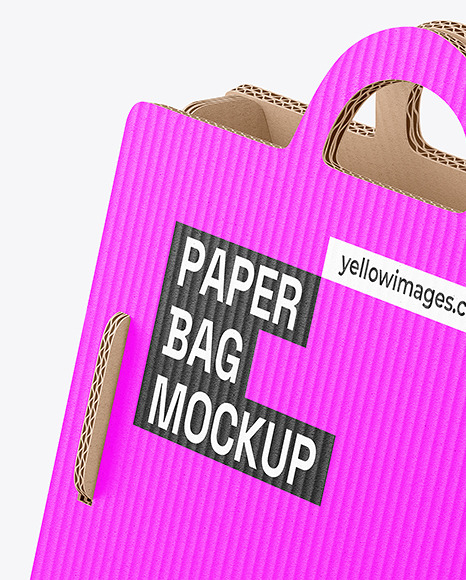 Corrugated Cardboard Bag w/Handles Mockup