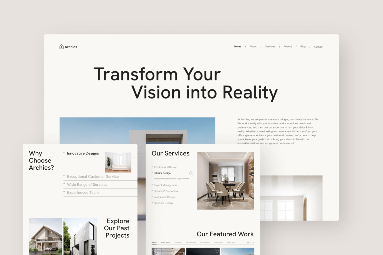 Archies – White Minimalist Architecture &amp; Interior Website Design