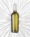 Antique Green Glass White Wine Bottle Lying on a Silk Cloth Mockup