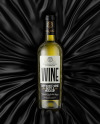 Antique Green Glass White Wine Bottle Lying on a Silk Cloth Mockup