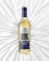 Clear Glass White Wine Bottle Lying on a Silk Cloth Mockup