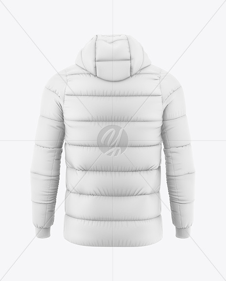 Men's Down Jacket with Hood Mockup - Back View