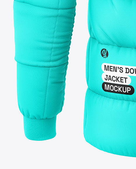 Men's Down Jacket with Hood Mockup - Back View