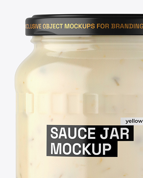 Clear Glass Jar with Tar Tar Sauce Mockup