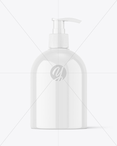Glossy Plastic Bottle w/ Pump Mockup