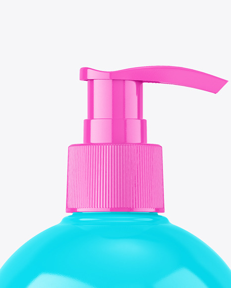Glossy Plastic Bottle w/ Pump Mockup