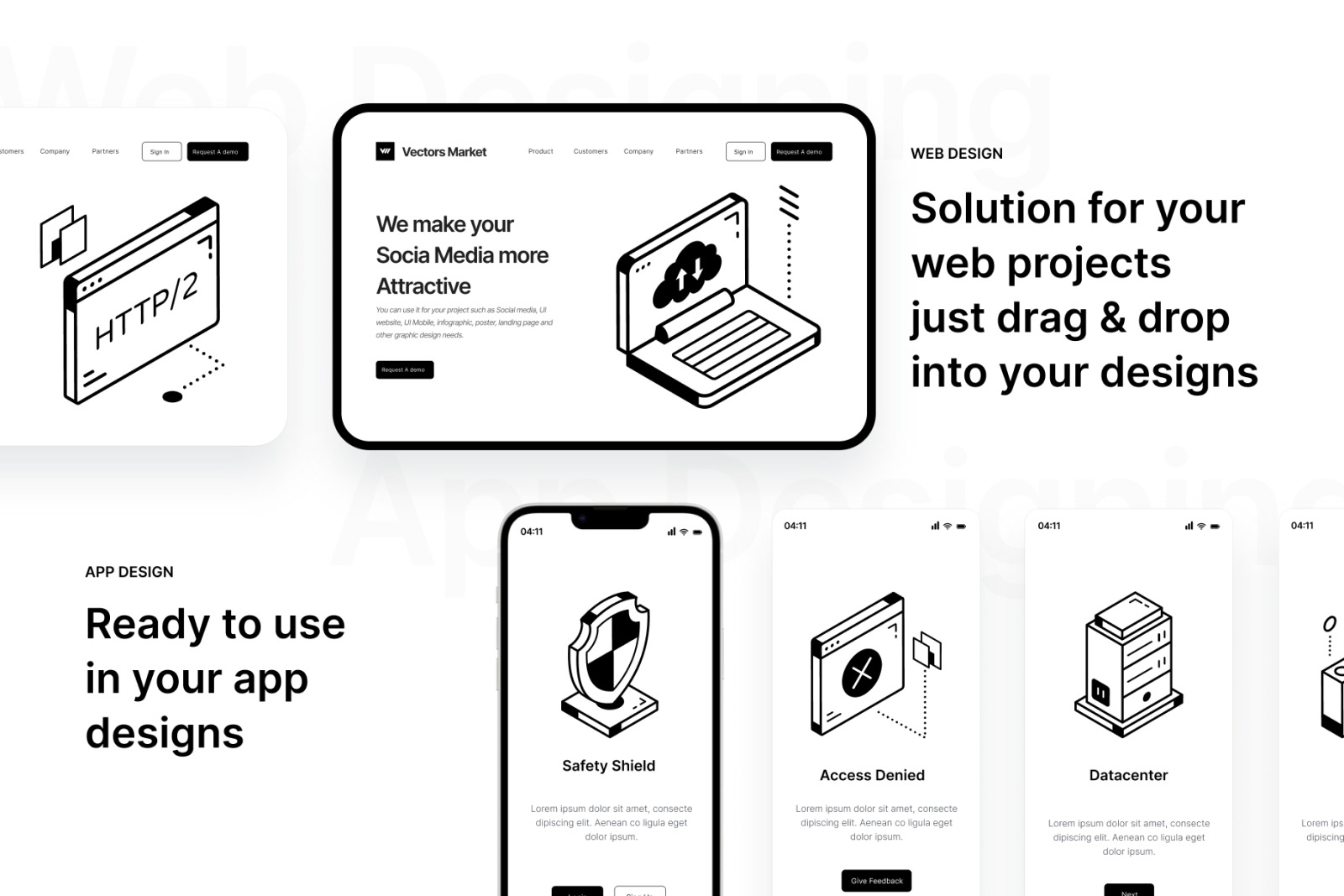 Isometric Cloud Computing Icons