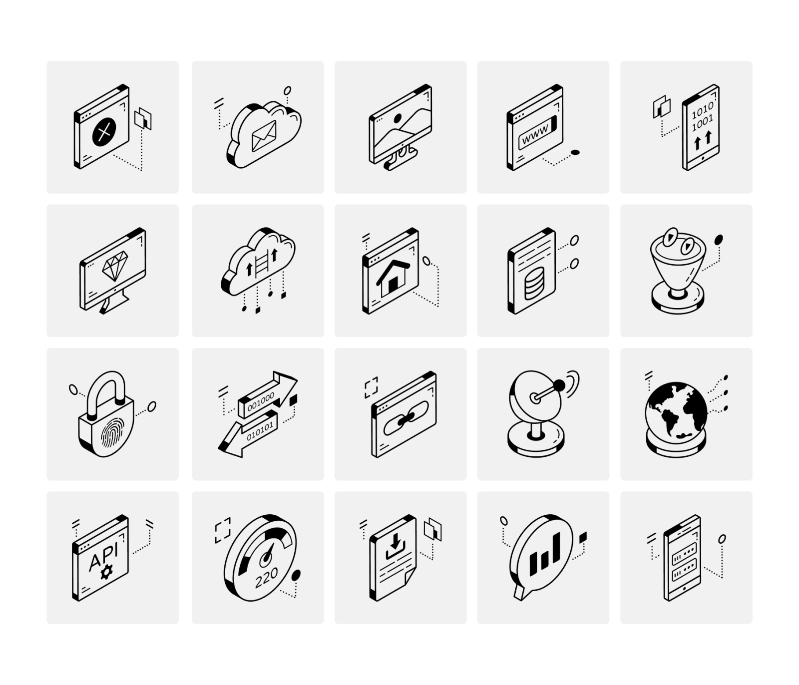 Isometric Cloud Computing Icons