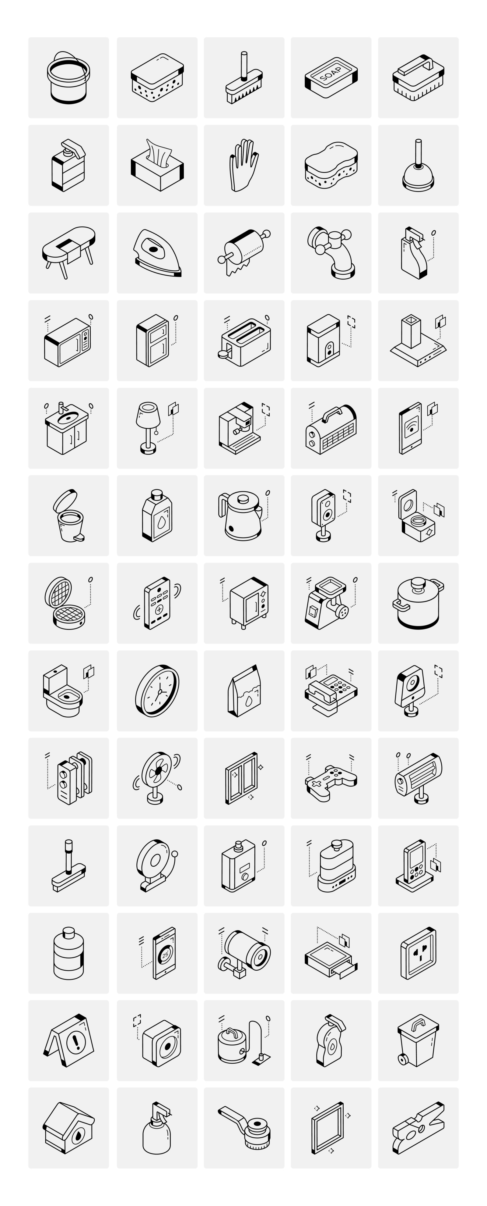 Isometric Housekeeping Icons Isometric Housekeeping Icons