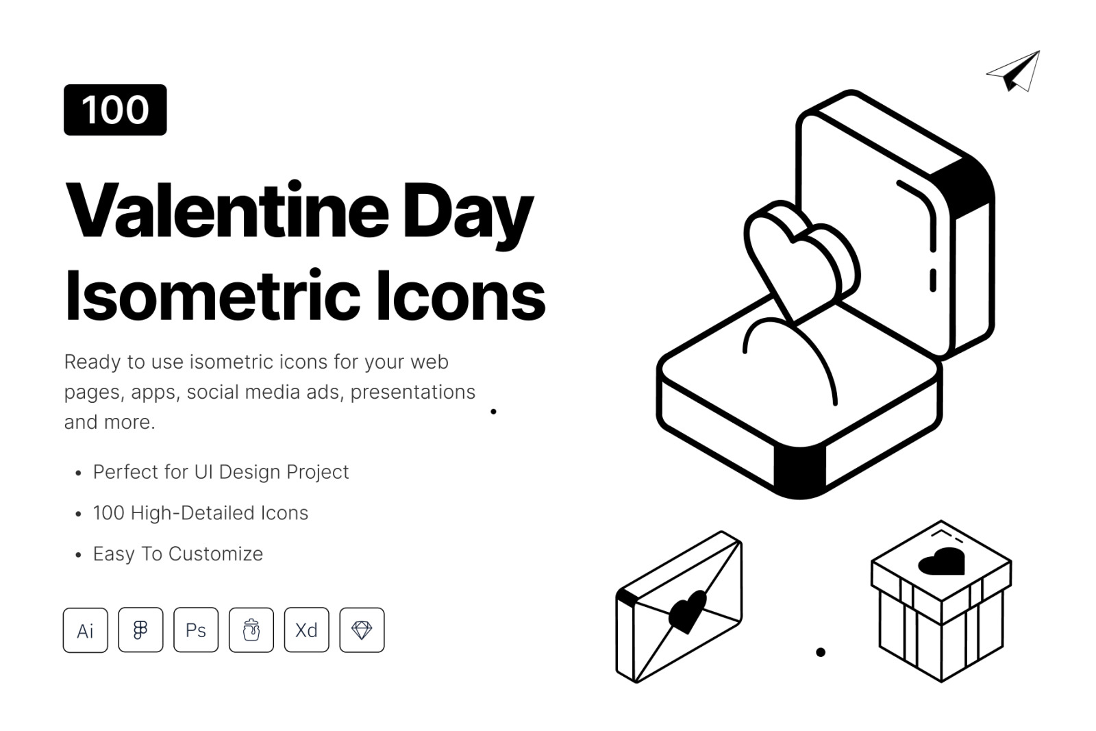 Valentine Day Isometric Icons