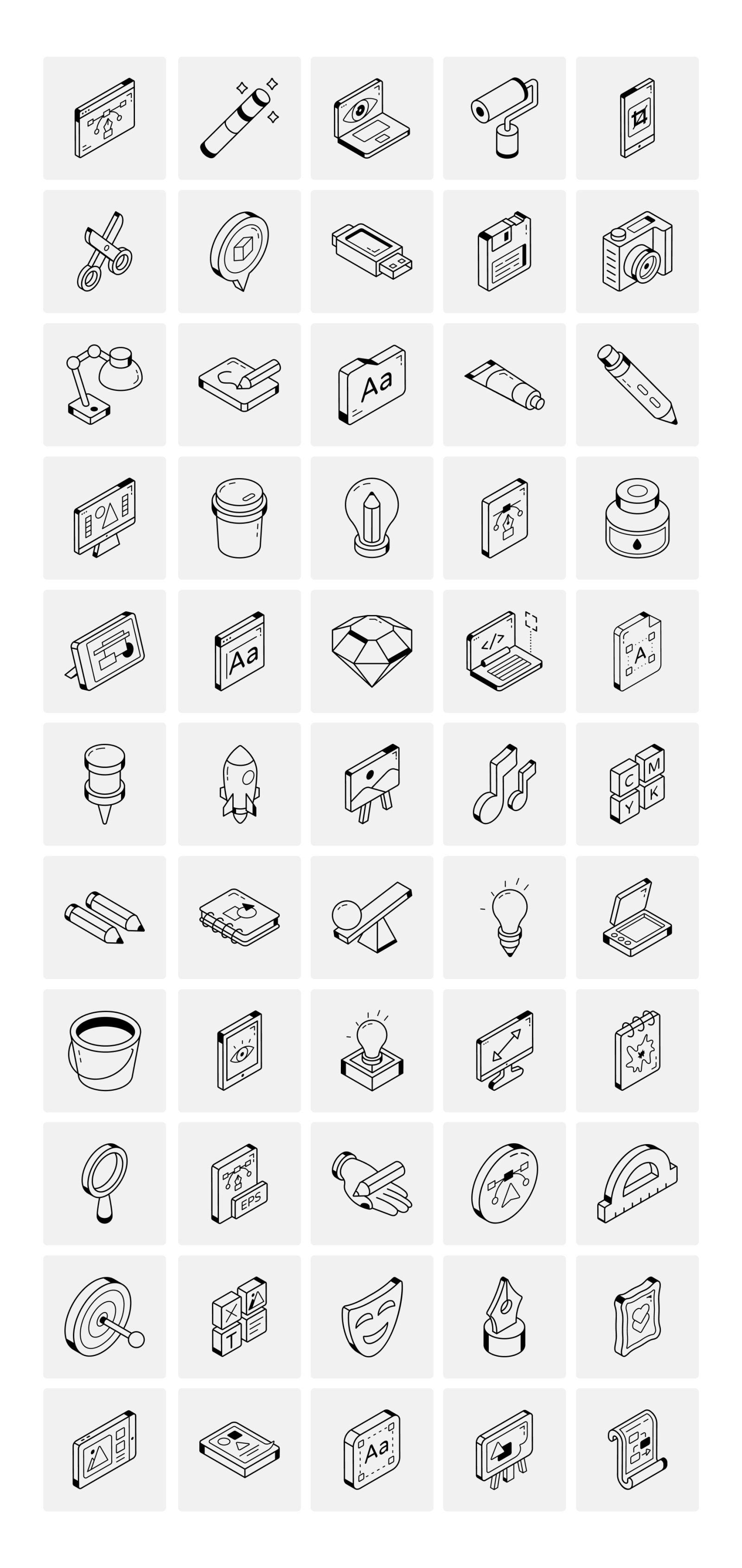 Isometric Graphic Design Icons