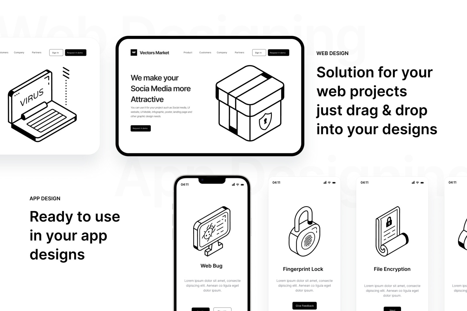 Isometric Data Security Icons