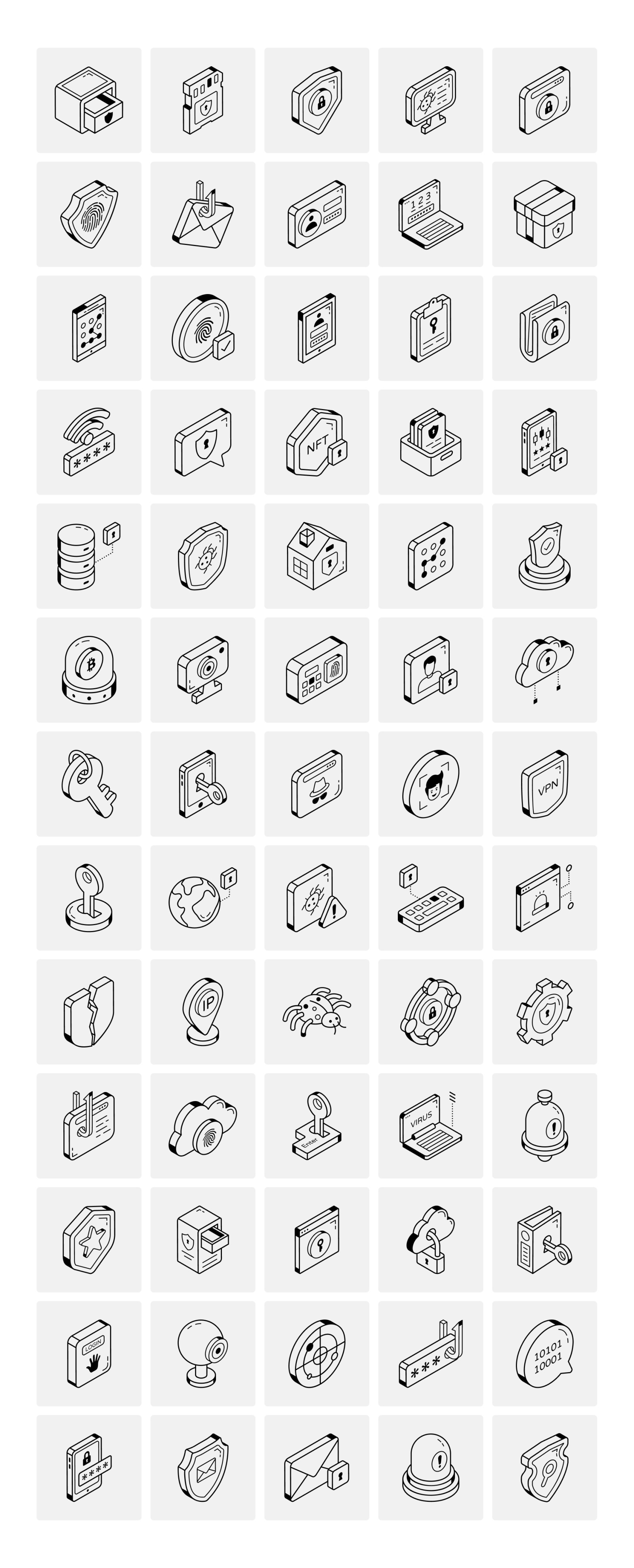 Isometric Data Security Icons Isometric Data Security Icons