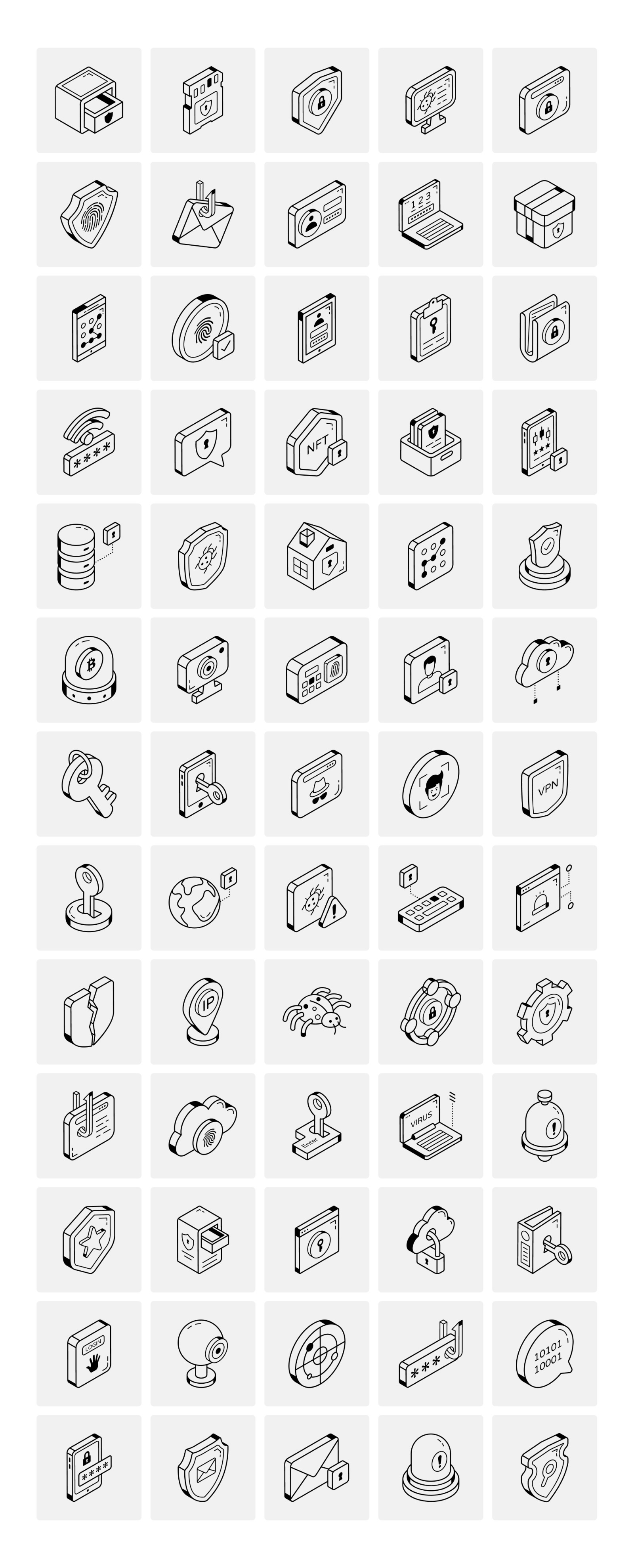 Isometric Data Security Icons