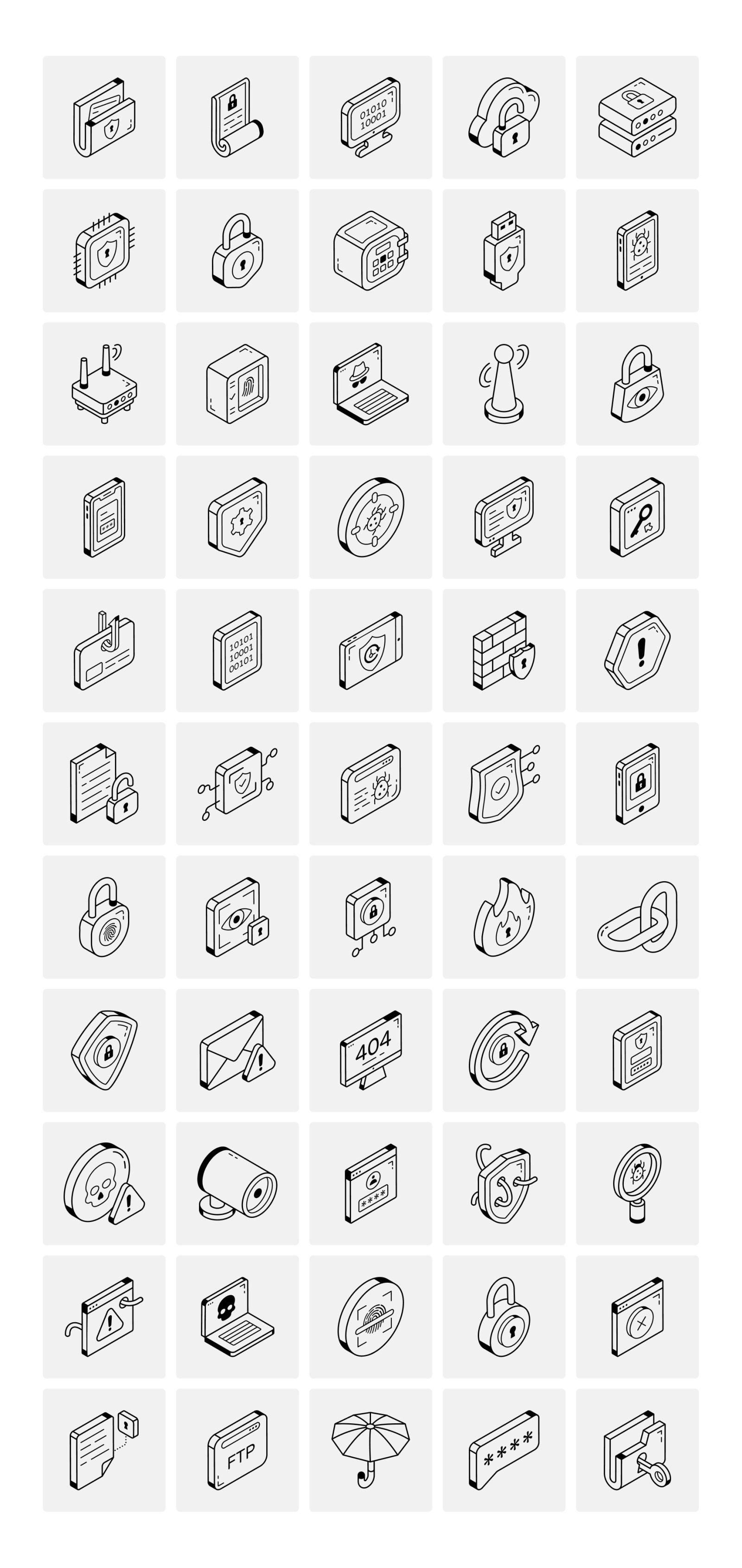 Isometric Data Security Icons Isometric Data Security Icons