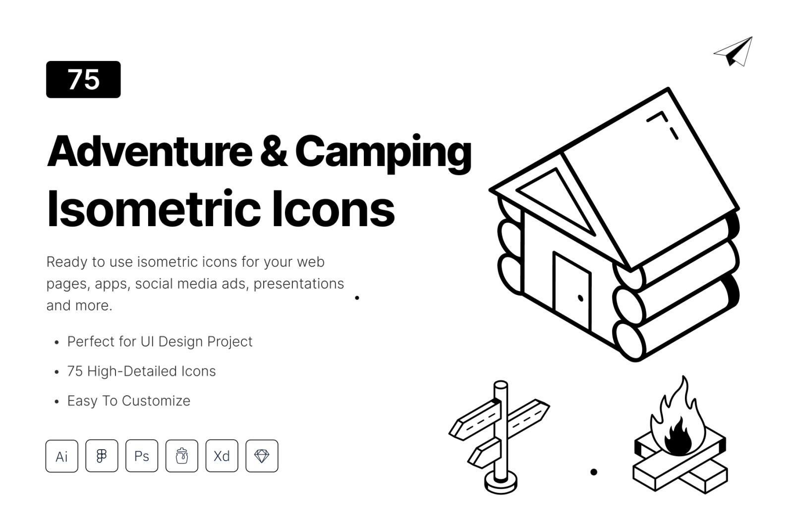 Isometric Adventure and Camping Icons