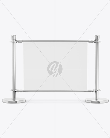 Glossy Metallic Cafe Barrier Banner Mockup