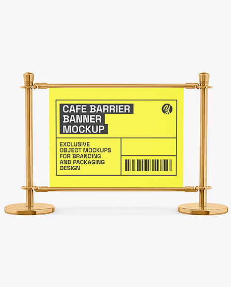 Glossy Metallic Cafe Barrier Banner Mockup