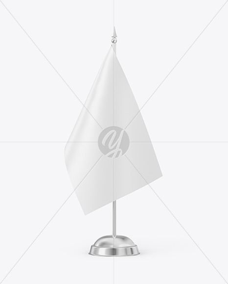 Desk Flag with Metallic Flagpole Mockup