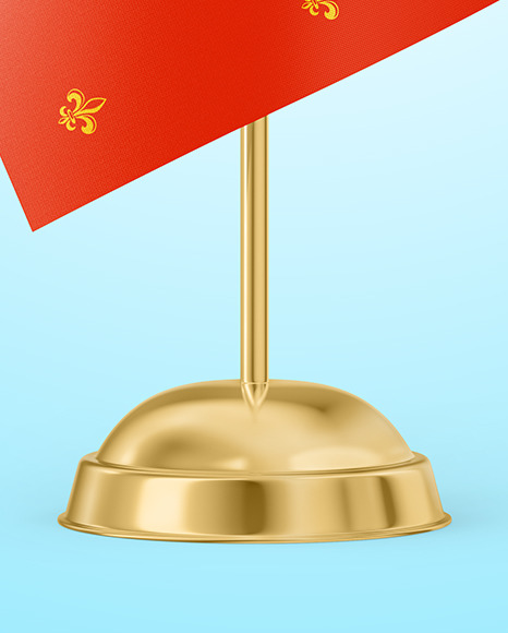 Desk Flag with Metallic Flagpole Mockup