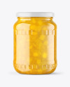 Clear Glass Jar with Pineapple Jam Mockup