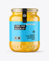 Clear Glass Jar with Pineapple Jam Mockup