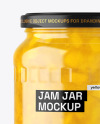 Clear Glass Jar with Pineapple Jam Mockup