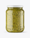 Clear Glass Jar with Pesto Sauce Mockup