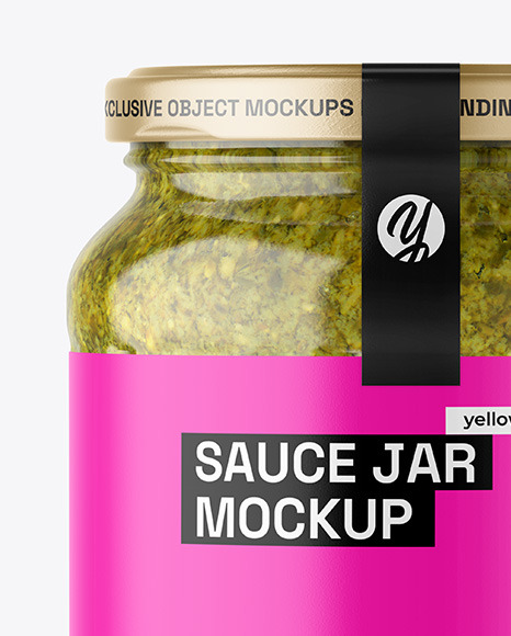 Clear Glass Jar with Pesto Sauce Mockup