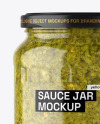 Clear Glass Jar with Pesto Sauce Mockup