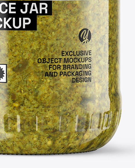 Clear Glass Jar with Pesto Sauce Mockup