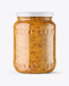 Clear Glass Jar with Wholegrain Mustard Mockup