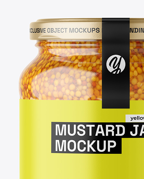 Clear Glass Jar with Wholegrain Mustard Mockup